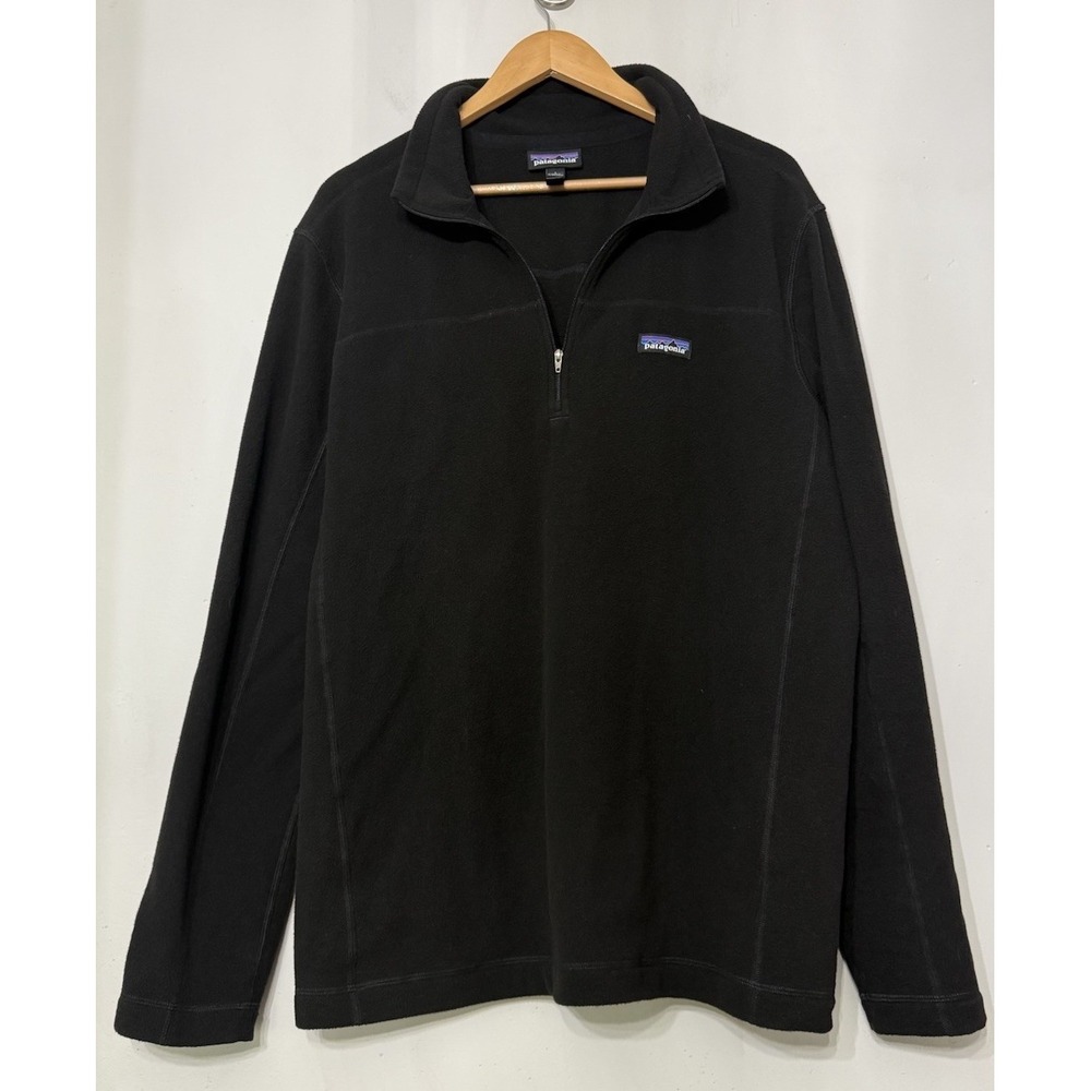 Patagonia Mens Micro D Quarter Zip Fleece Pullover Black Large 26176 Lightweight